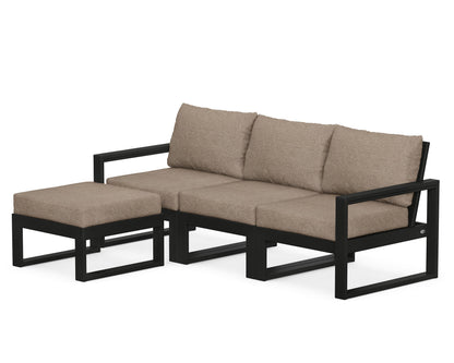 POLYWOOD® EDGE 4-Piece Modular Deep Seating Set with Ottoman in Black / Spiced Burlap