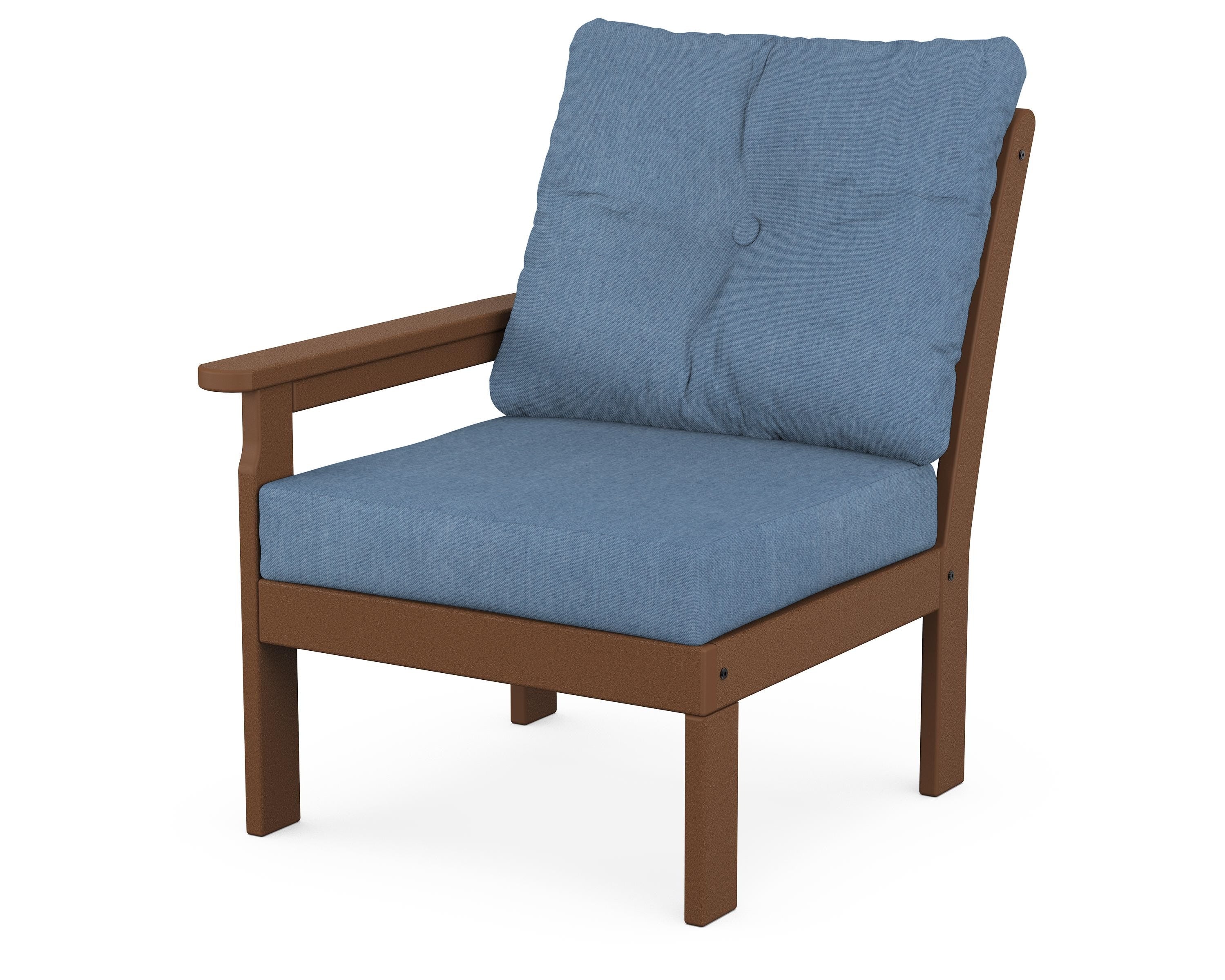 POLYWOOD® Vineyard Modular Left Arm Chair in Teak / Sky Blue
