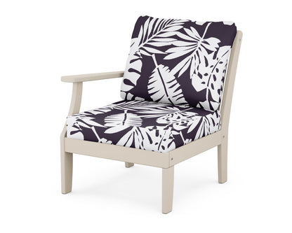 POLYWOOD® Braxton Modular Left Arm Chair in Sand / Leaf Navy