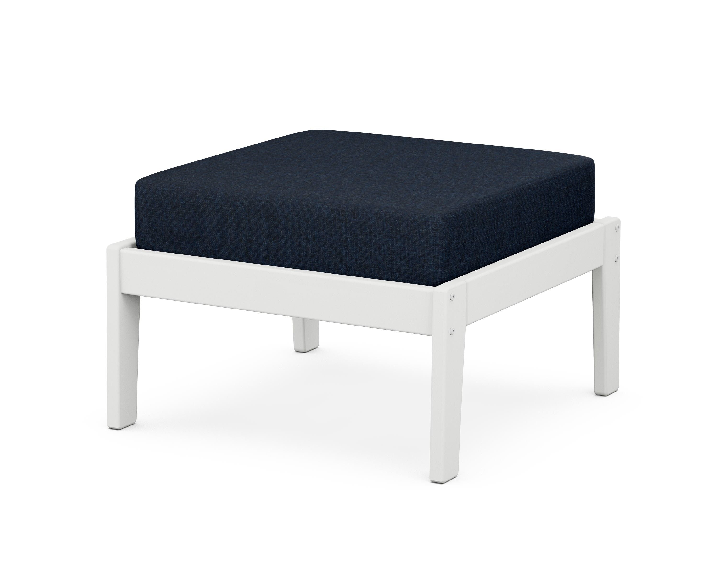 Unbranded Deep Seating Ottoman in White / Marine Indigo