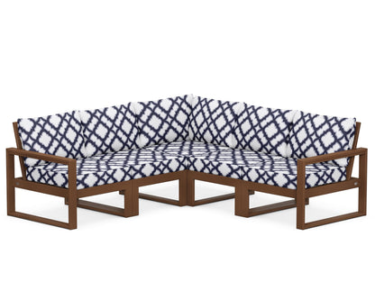 POLYWOOD® EDGE 5-Piece Modular Deep Seating Set in Teak / Trellis Navy