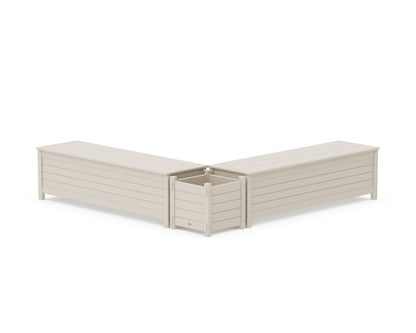 POLYWOOD® 60" Nautical L- Shaped Planter Storage Bench Set in Sand