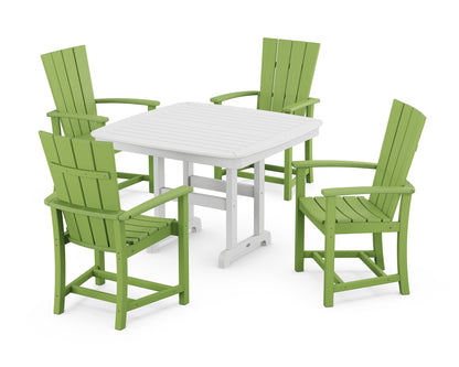 POLYWOOD® Quattro 5-Piece Dining Set with Trestle Legs in Lime / White