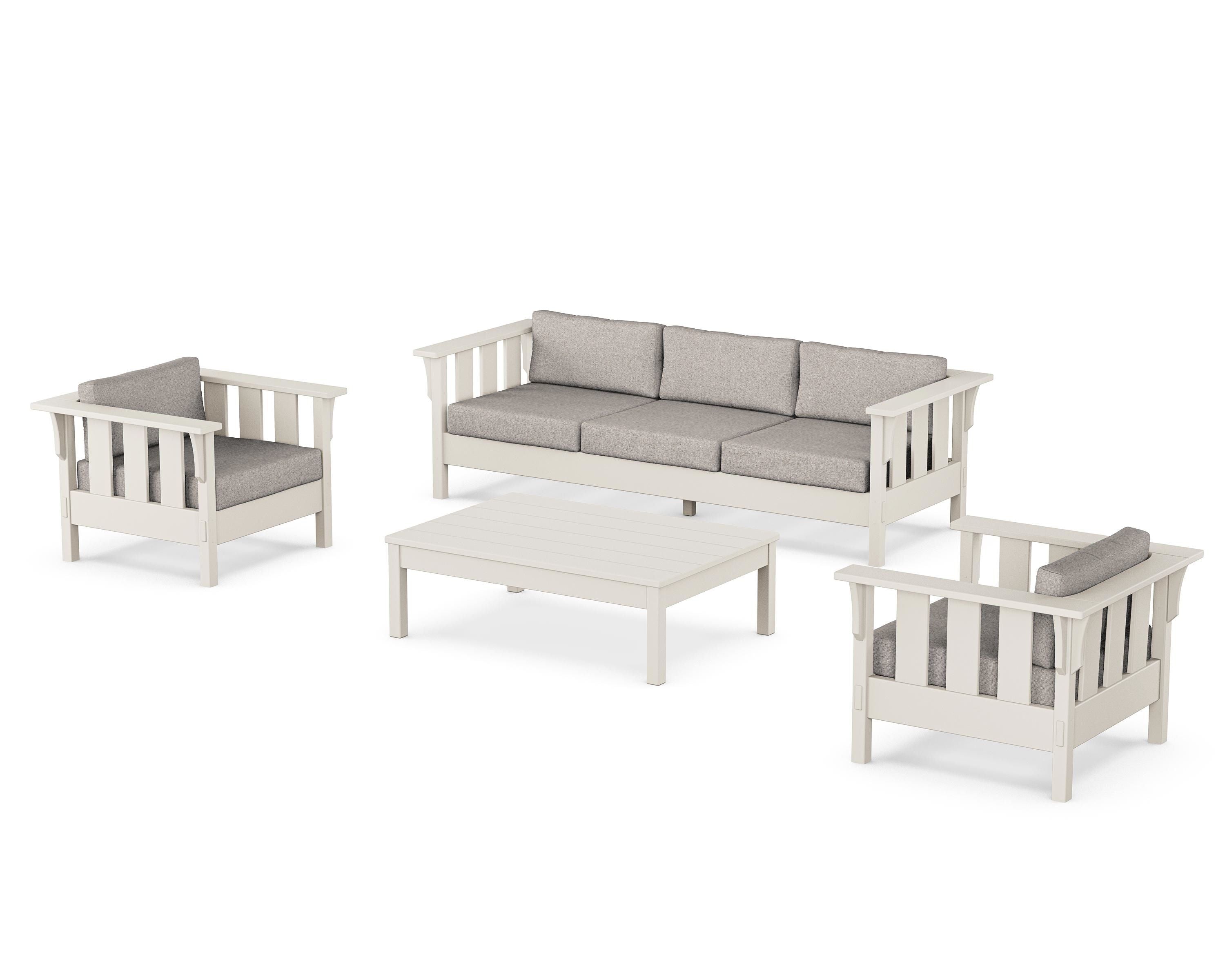 Martha Stewart by POLYWOOD® Acadia 4-Piece Deep Seating Set with Sofa in Sand / Weathered Tweed