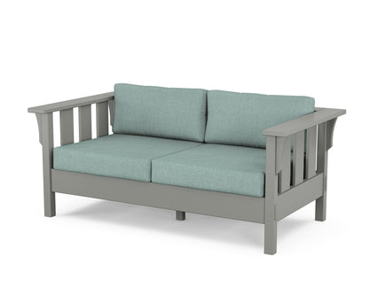 Martha Stewart by POLYWOOD® Acadia Deep Seating Loveseat in Slate Grey / Glacier Spa