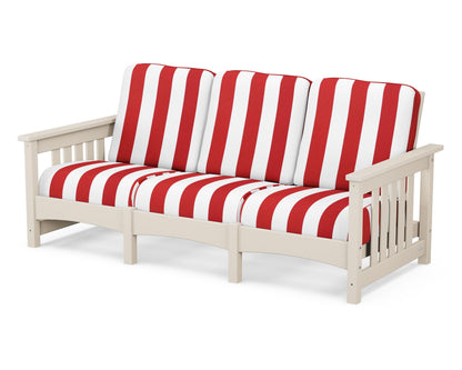 POLYWOOD® Club Mission Sofa in Sand / Cabana Stripe Crimson