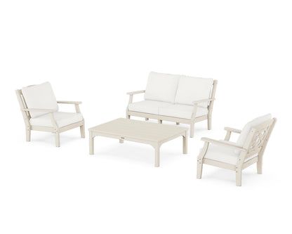 Martha Stewart by POLYWOOD® Chinoiserie 4-Piece Deep Seating Set with Loveseat in Sand / Natural Linen
