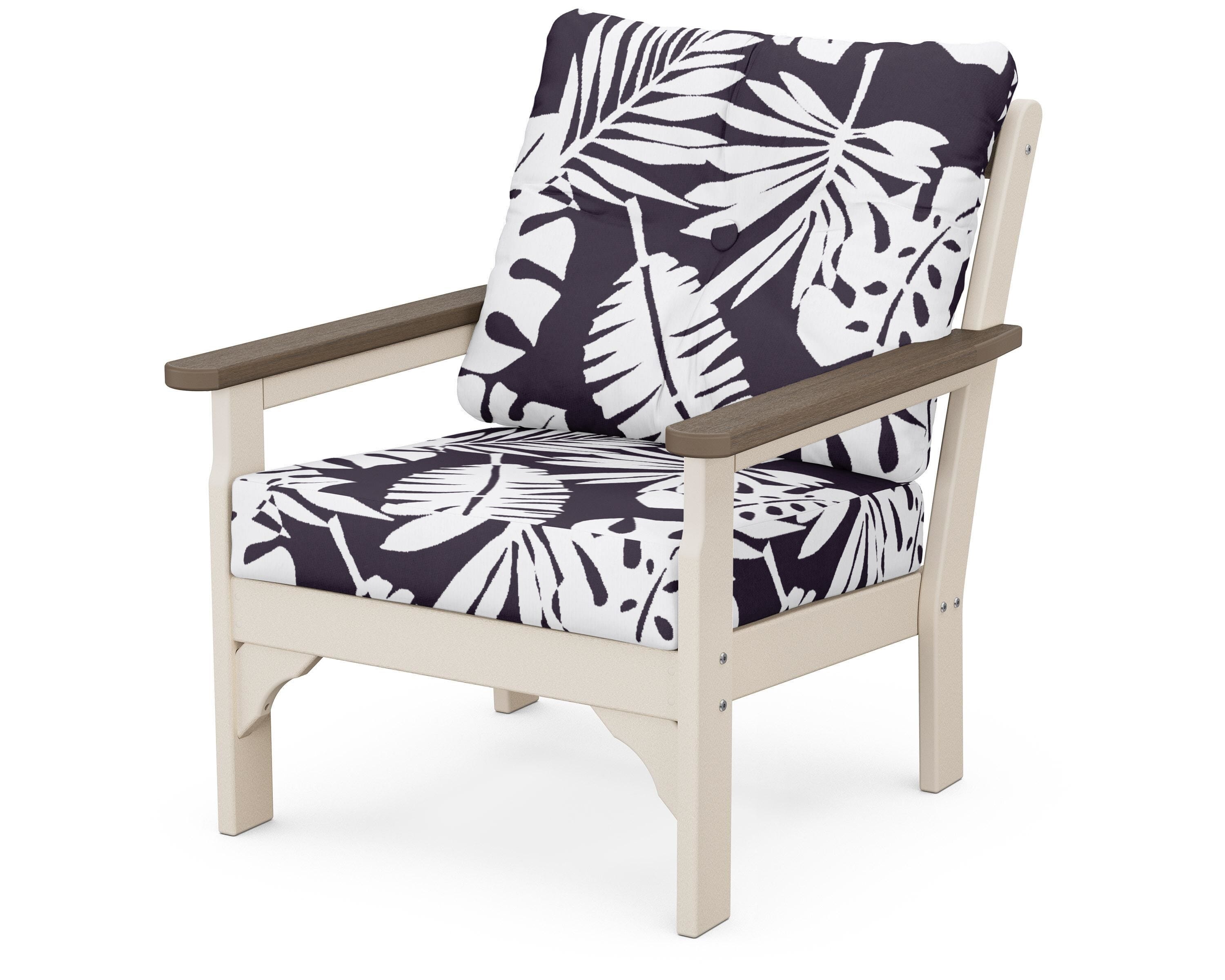 POLYWOOD® Vineyard Deep Seating Chair in Sand / Kona / Leaf Navy