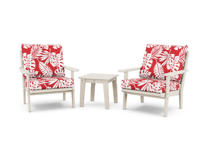 POLYWOOD® Lakeside 3-Piece Deep Seating Chair Set in Sand / Leaf Crimson