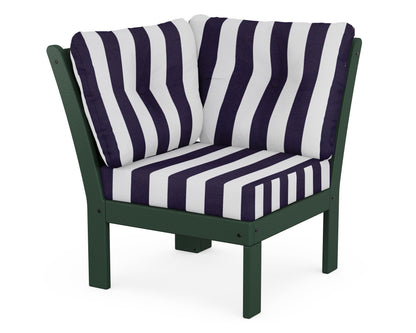 POLYWOOD® Vineyard Modular Corner Chair in Green / Cabana Stripe Navy