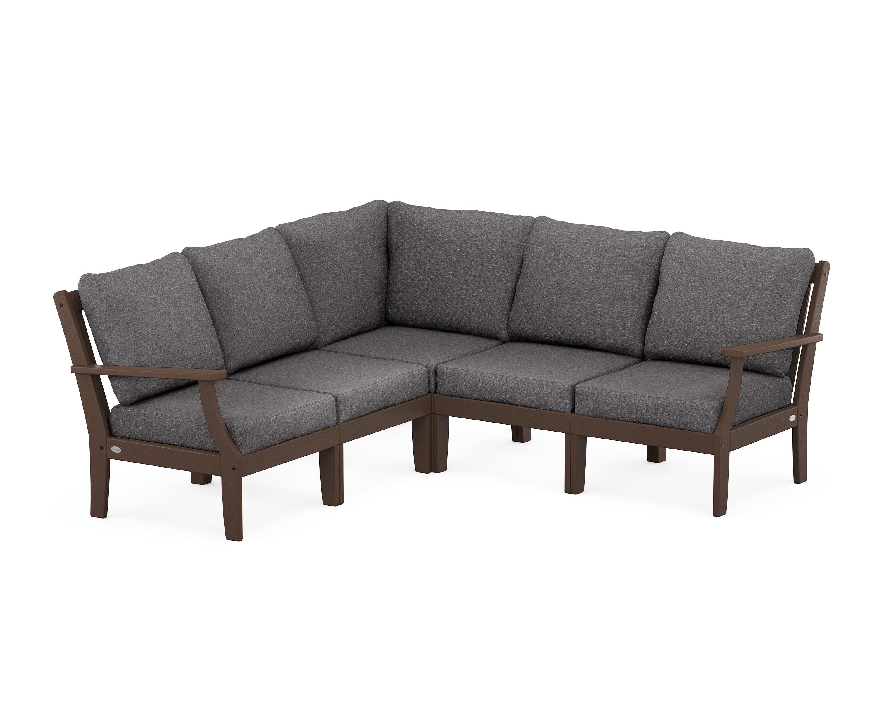 POLYWOOD® Braxton Modular 5-Piece Deep Seating Set in Mahogany / Ash Charcoal