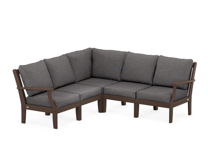 POLYWOOD® Braxton Modular 5-Piece Deep Seating Set in Mahogany / Ash Charcoal