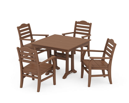 POLYWOOD® Savannah 5-Piece Farmhouse Dining Set with Trestle Legs in Teak