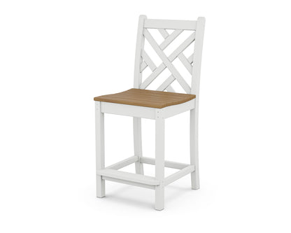 POLYWOOD® Chippendale Counter Side Chair in White / Natural
