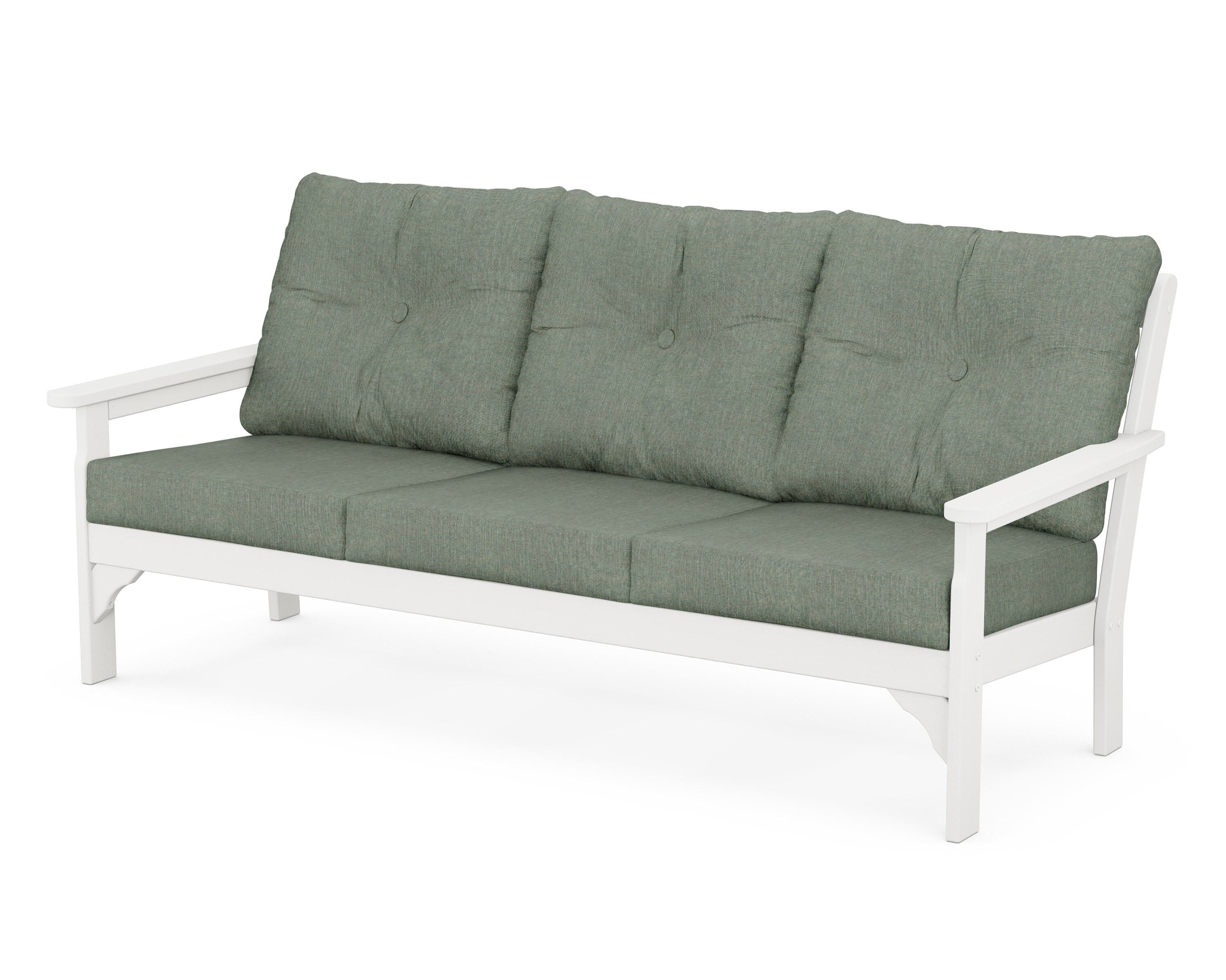 POLYWOOD® Vineyard Deep Seating Sofa in White / Cast Sage