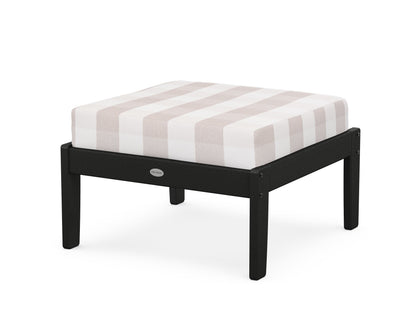 POLYWOOD® Braxton Deep Seating Ottoman in Black / Buffalo Plaid Dune Burlap