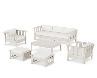 Martha Stewart by POLYWOOD® Acadia 6-Piece Lounge Sofa Set in Sand / Natural Linen