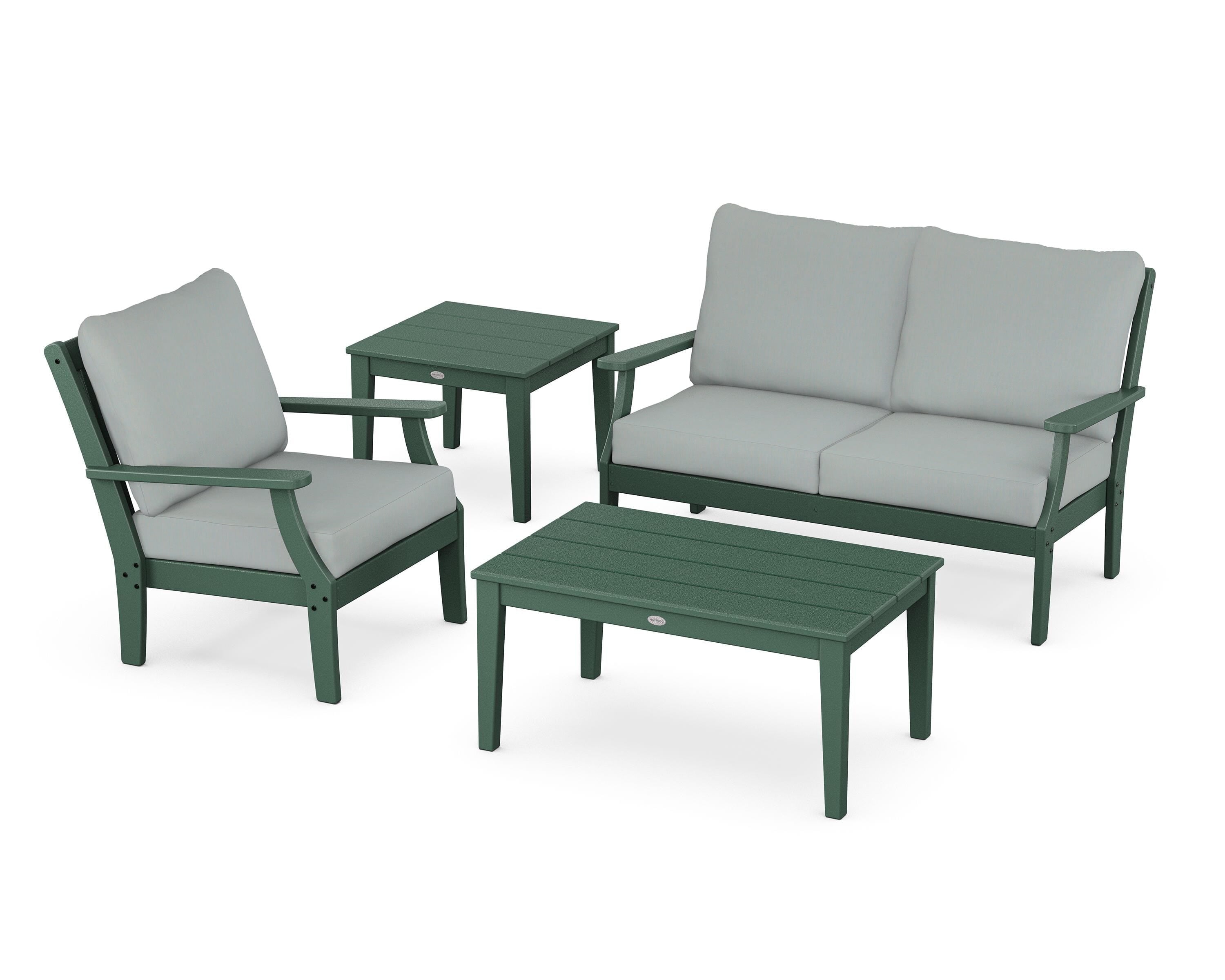 POLYWOOD® Braxton 4-Piece Deep Seating Set in Green / Spa