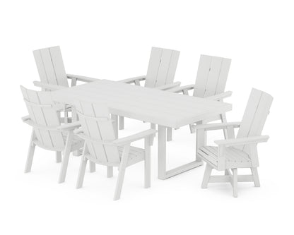 POLYWOOD® Modern Adirondack 7-Piece Dining Set in White
