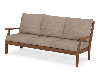 POLYWOOD® Braxton Deep Seating Sofa in Teak / Spiced Burlap