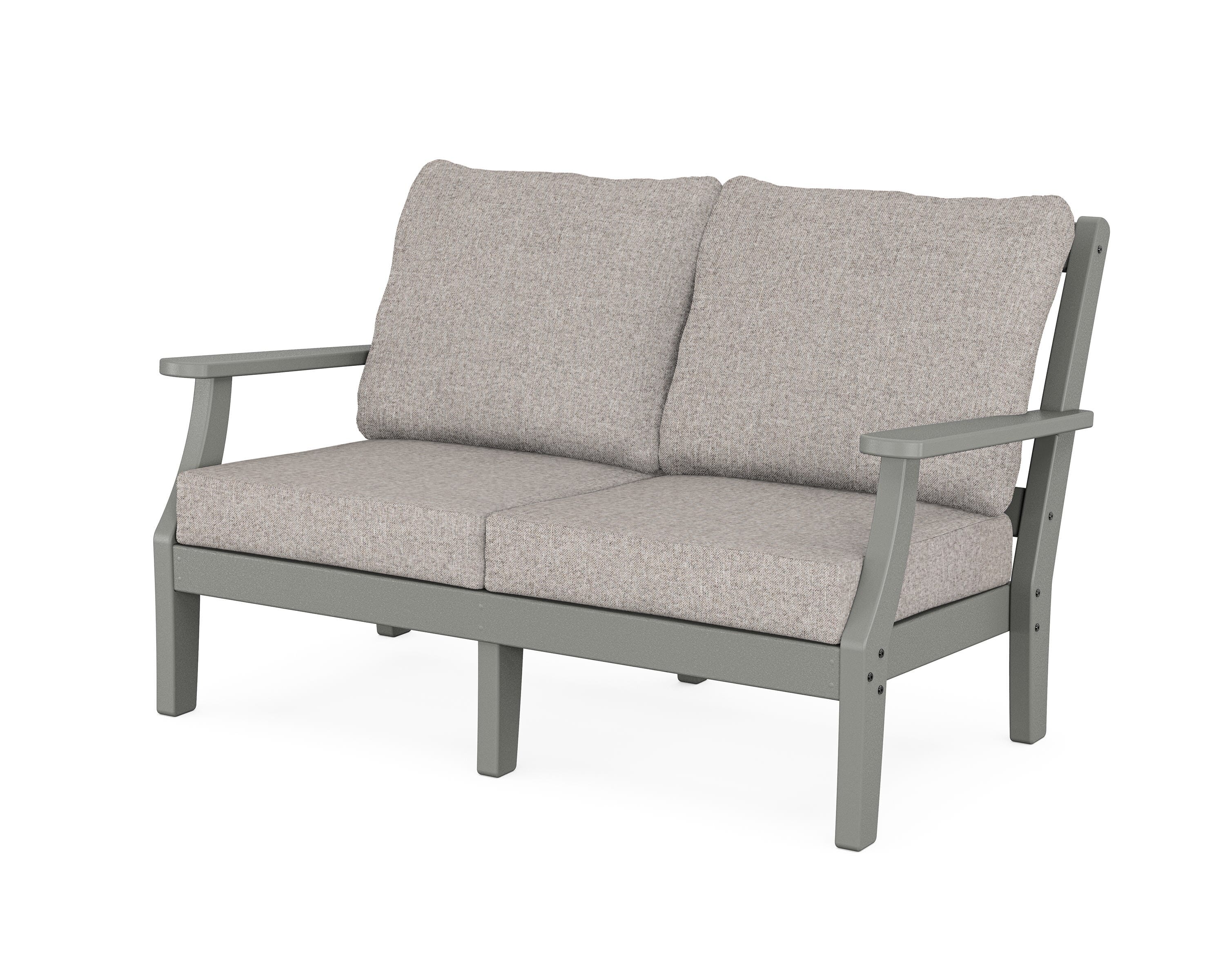 Martha Stewart by POLYWOOD® Chinoiserie Deep Seating Loveseat in Slate Grey / Weathered Tweed