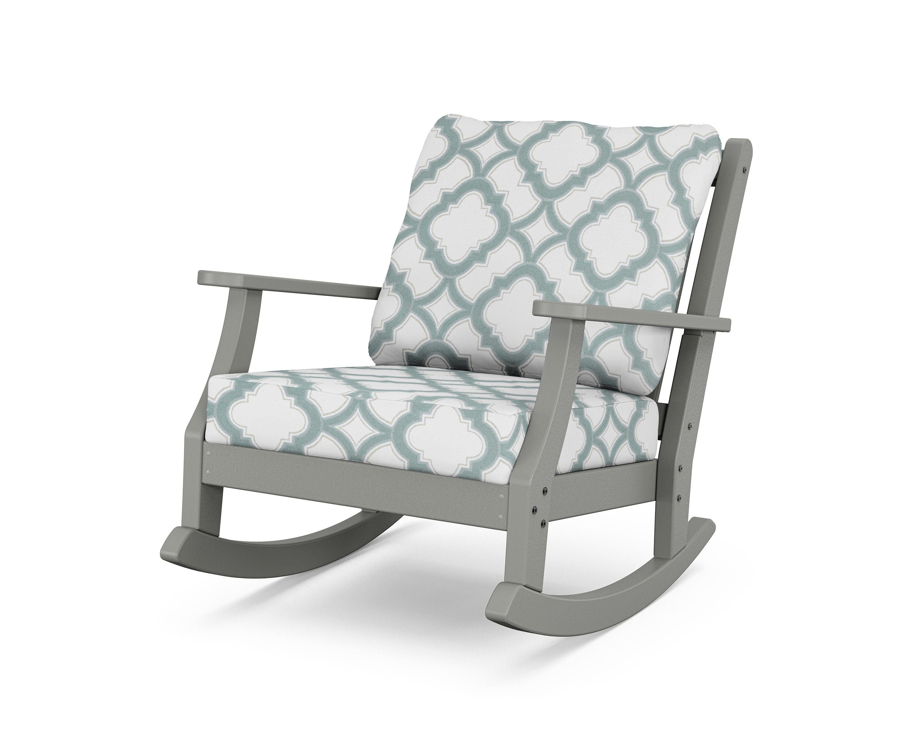 Country Living Wovendale Deep Seating Rocking Chair in Slate Grey / Trellis Glacier Spa