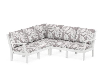 POLYWOOD® Braxton Modular 5-Piece Deep Seating Set in White / Leaf Grey Mist