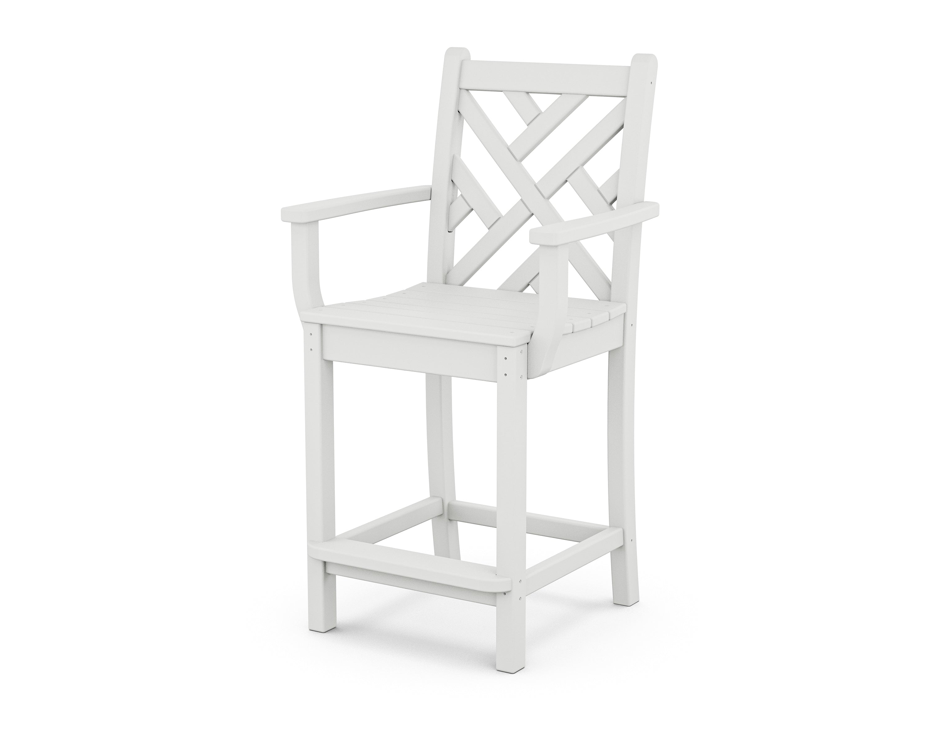 POLYWOOD® Chippendale Counter Arm Chair in White