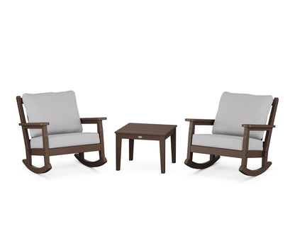 POLYWOOD® Chippendale 3-Piece Deep Seating Rocker Set in Mahogany / Granite