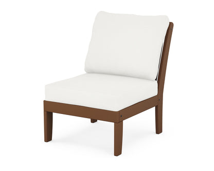 POLYWOOD® Braxton Modular Armless Chair in Teak / Natural Linen