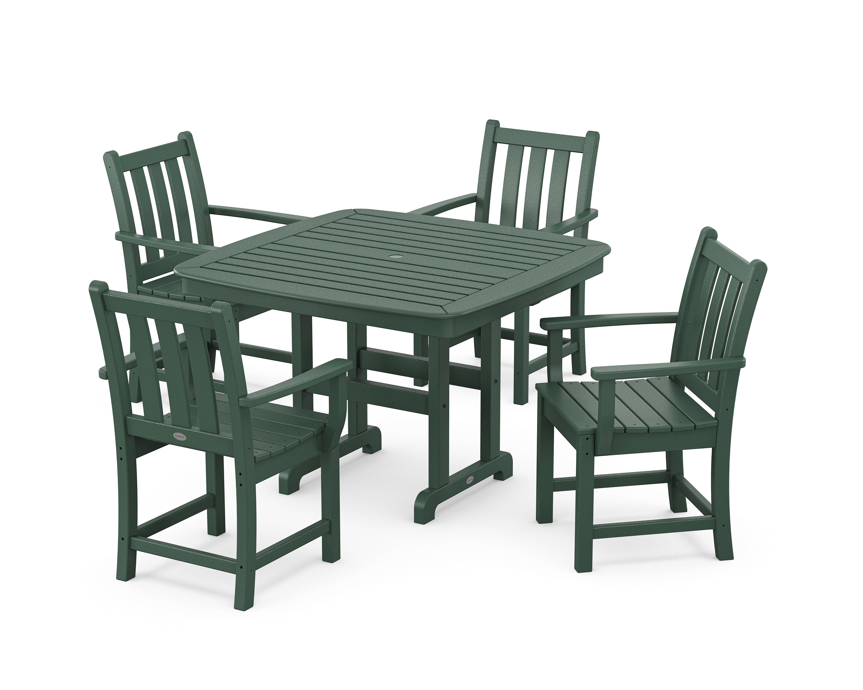POLYWOOD® Traditional Garden 5-Piece Dining Set with Trestle Legs in Green