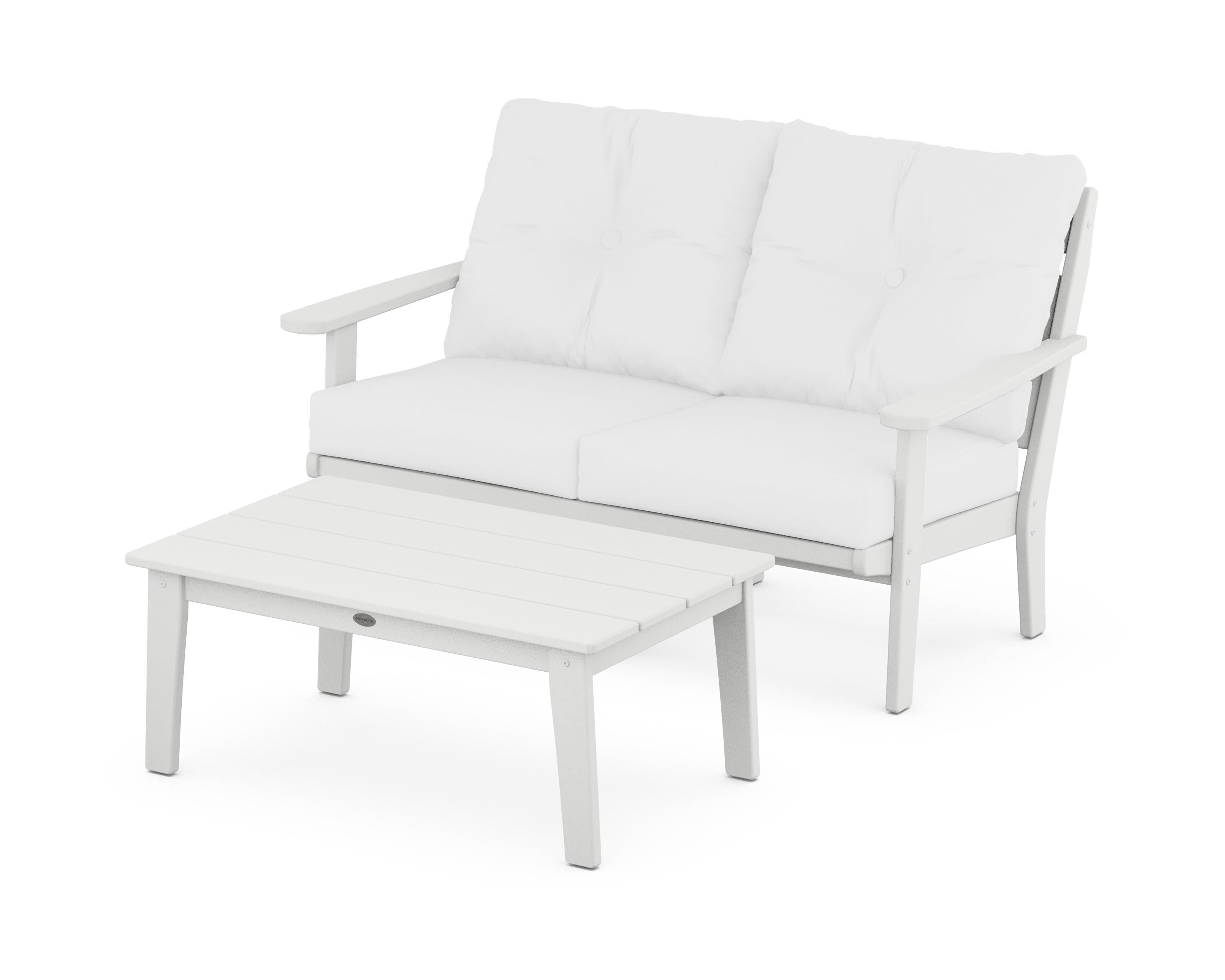 POLYWOOD® Lakeside 2-Piece Lounge Loveseat Set in White / Natural