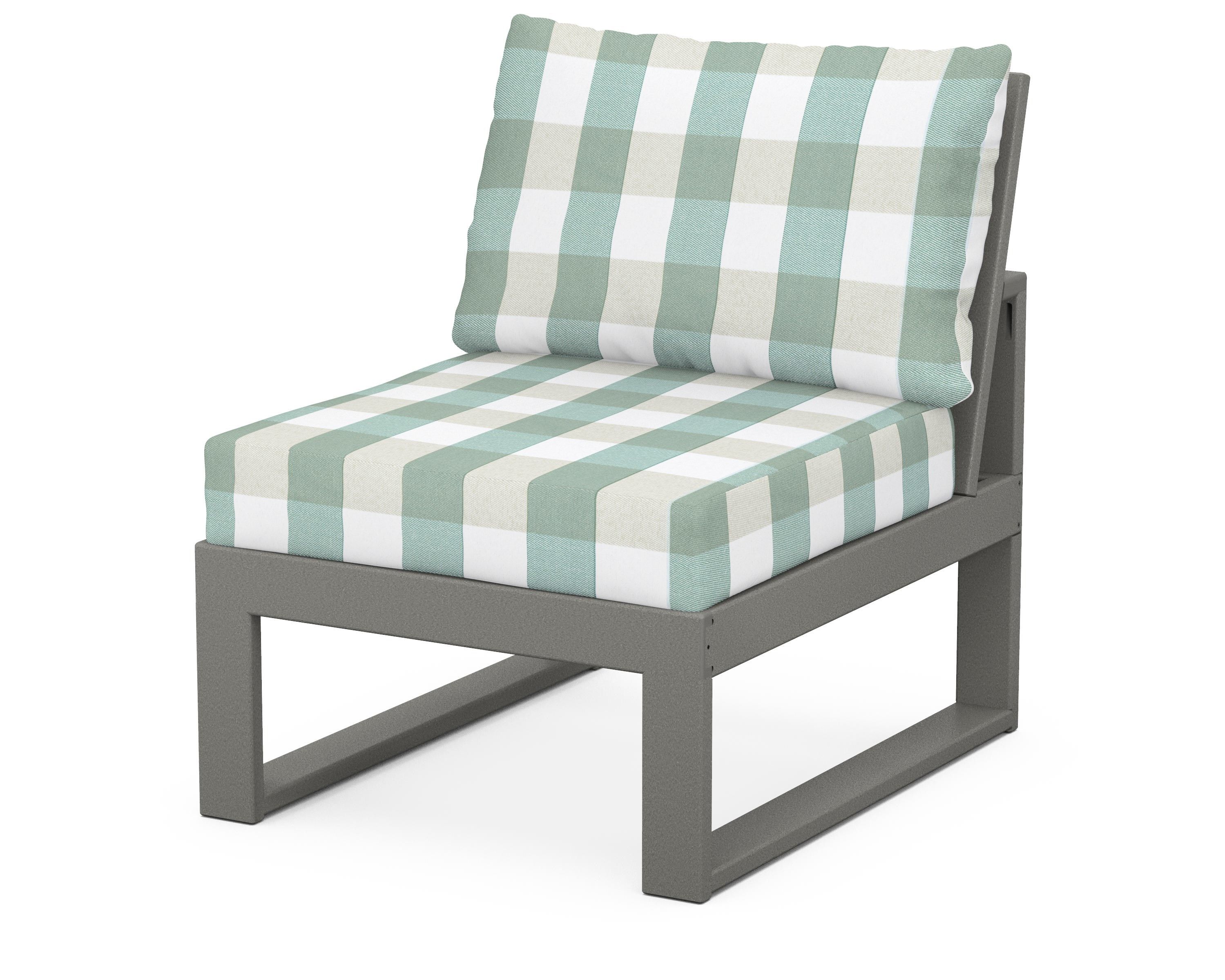 Unbranded Modular Armless Chair in Slate Grey / Buffalo Plaid Glacier Spa