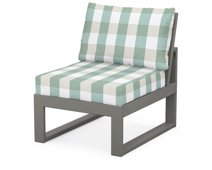 Unbranded Modular Armless Chair in Slate Grey / Buffalo Plaid Glacier Spa