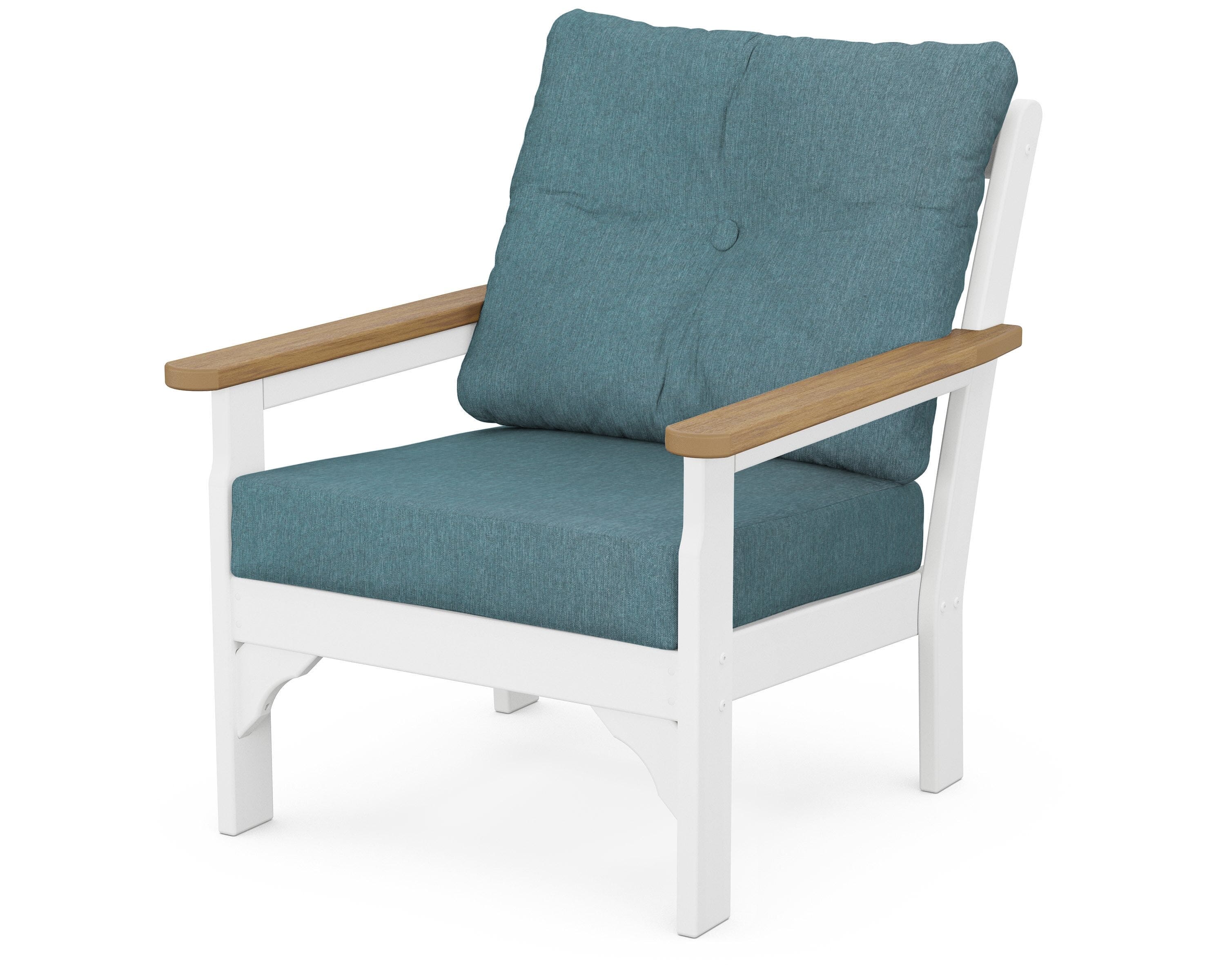 POLYWOOD® Vineyard Deep Seating Chair in White / Natural / Ocean Teal