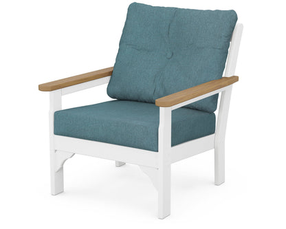POLYWOOD® Vineyard Deep Seating Chair in White / Natural / Ocean Teal
