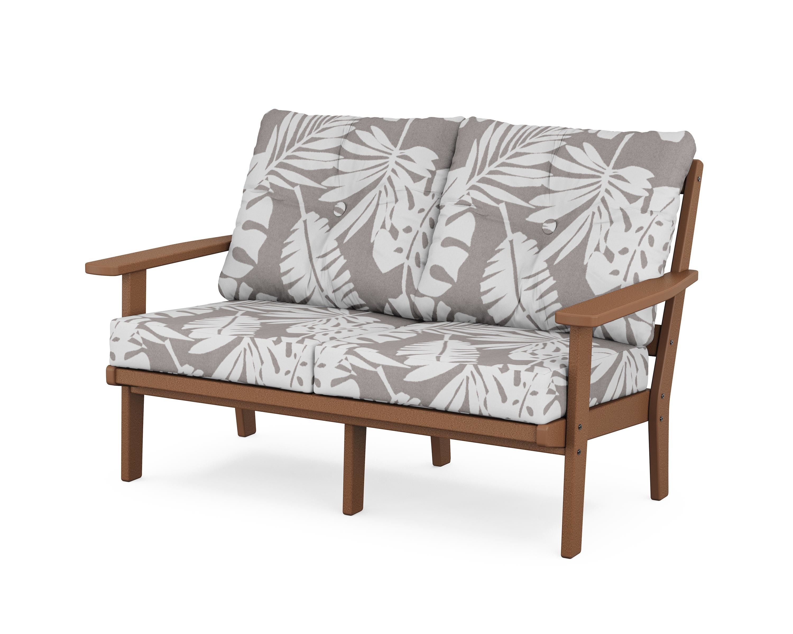 POLYWOOD® Oxford Deep Seating Loveseat in Teak / Leaf Grey Mist