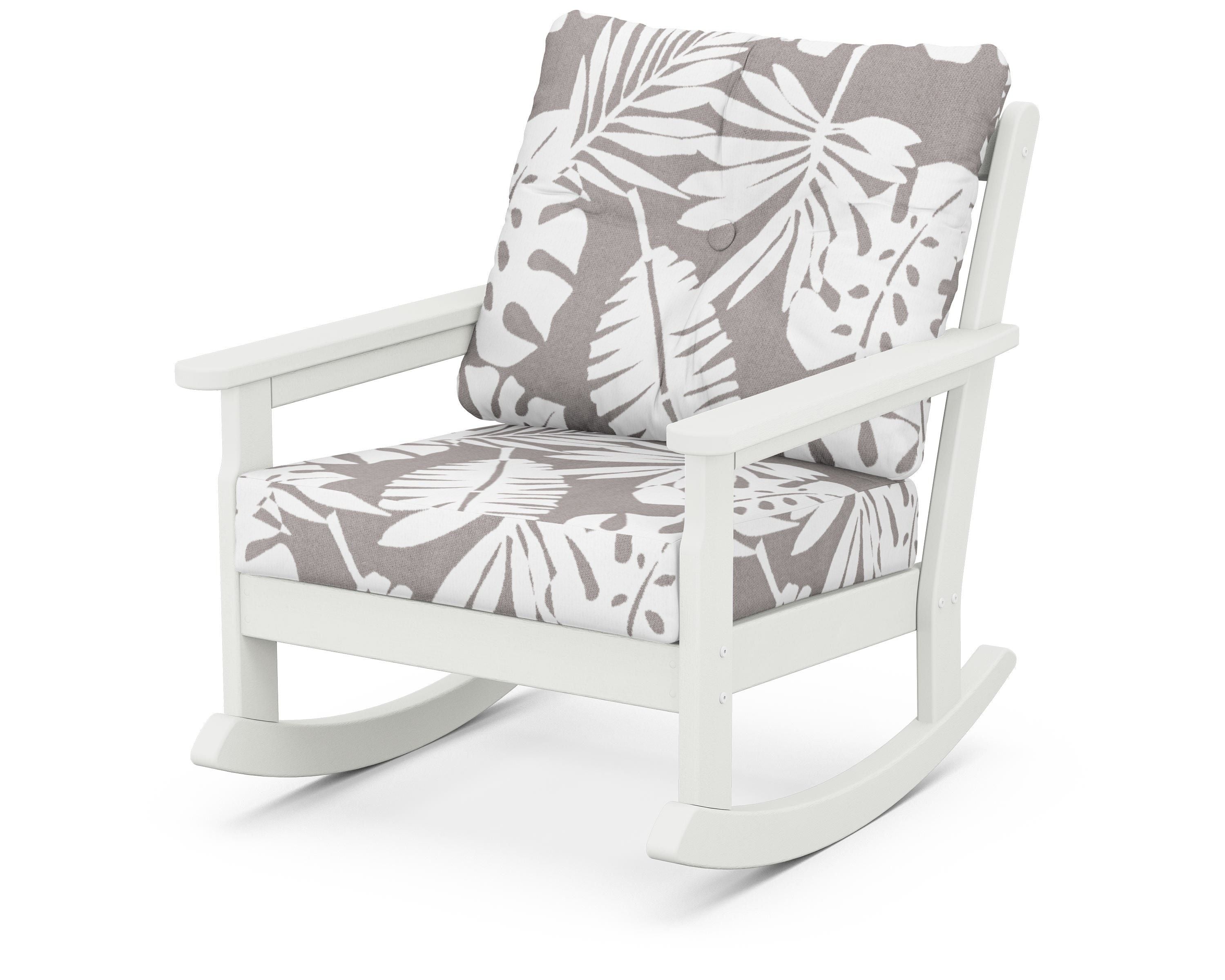 POLYWOOD® Vineyard Deep Seating Rocking Chair in Vintage White / Leaf Grey Mist