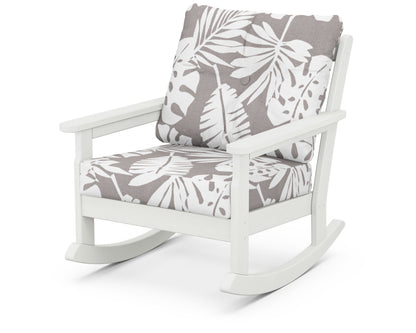 POLYWOOD® Vineyard Deep Seating Rocking Chair in Vintage White / Leaf Grey Mist
