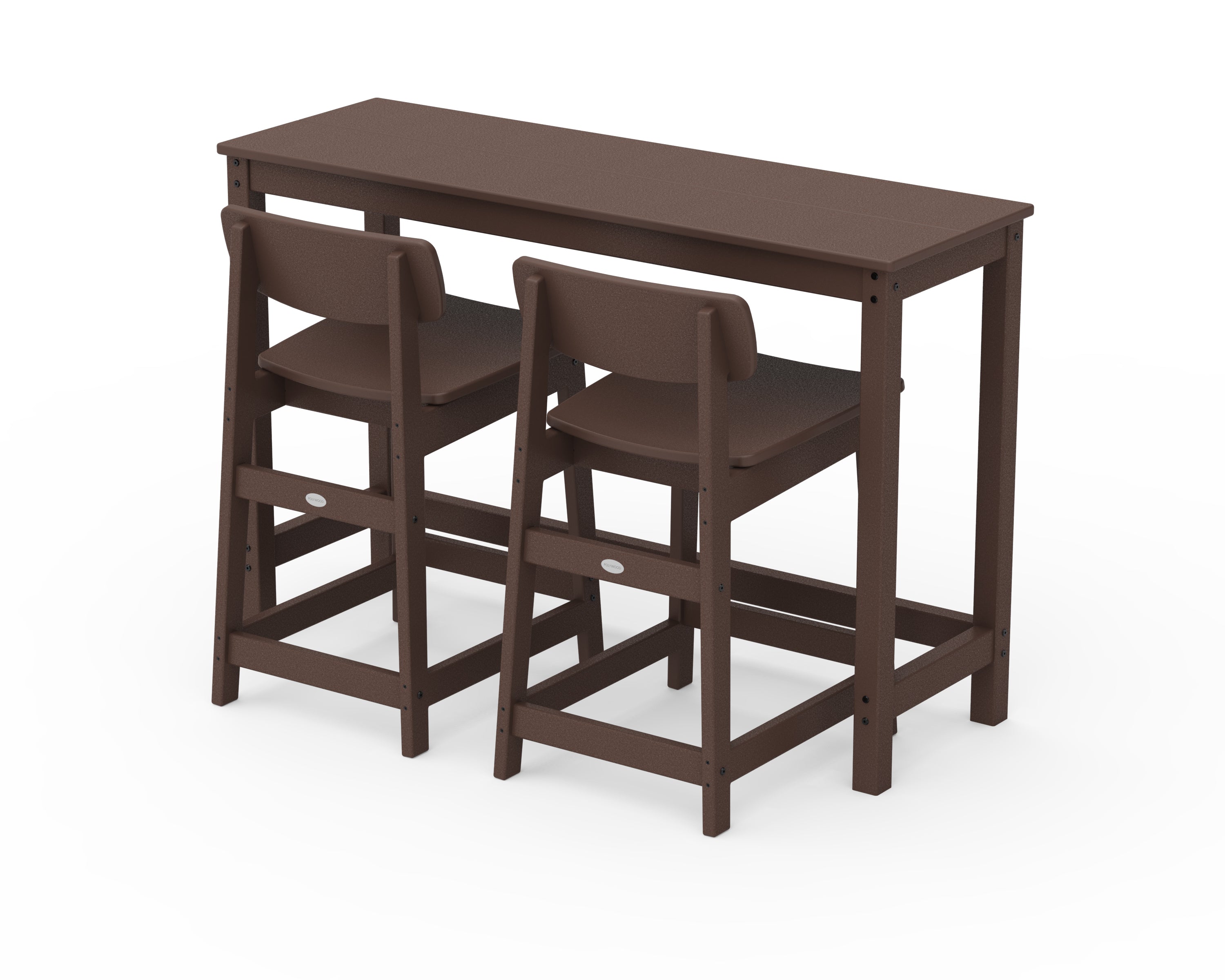 POLYWOOD® Modern Studio Urban Lowback Counter Chair 3-Piece Balcony Set in Mahogany