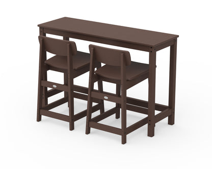 POLYWOOD® Modern Studio Urban Lowback Counter Chair 3-Piece Balcony Set in Mahogany