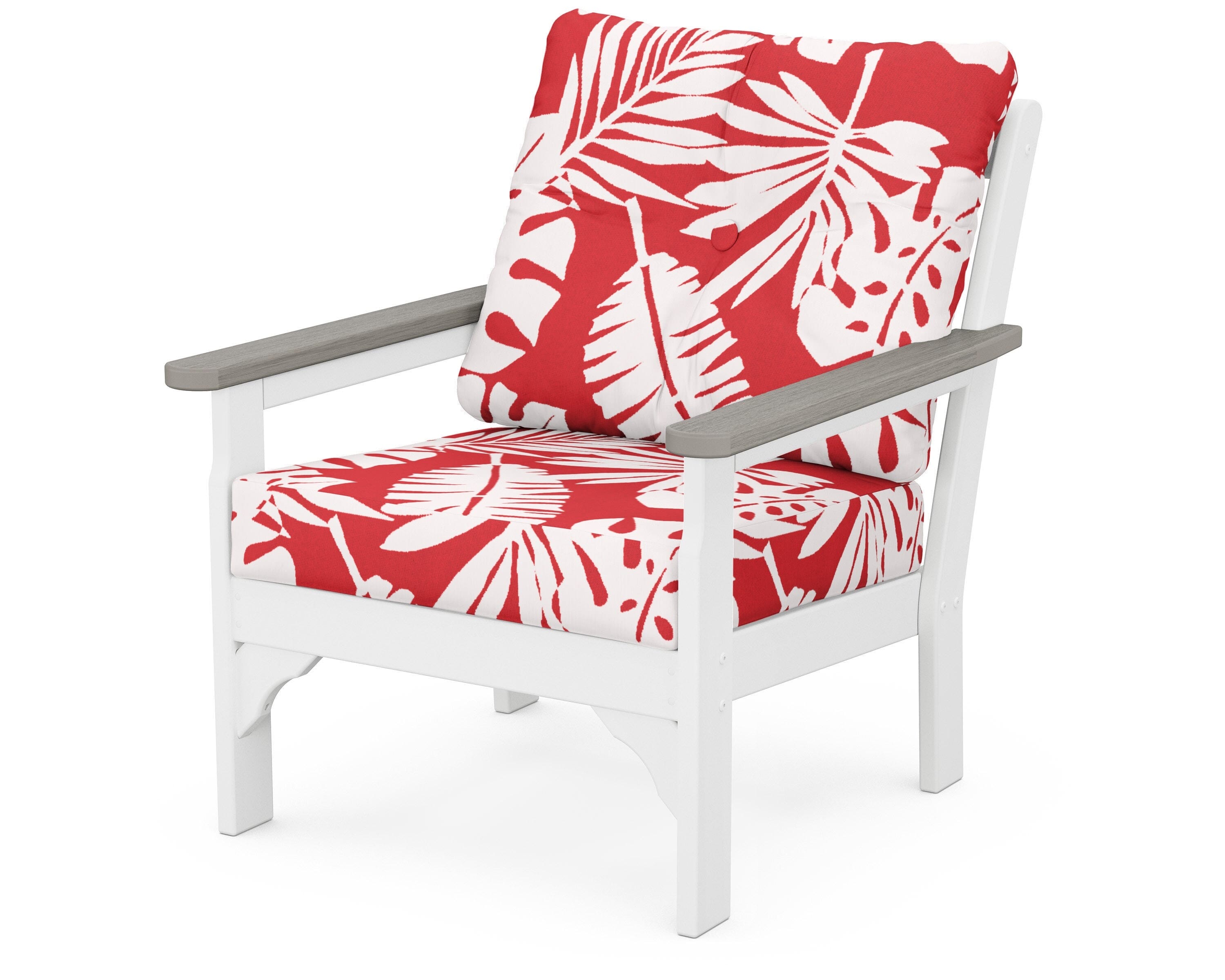 POLYWOOD® Vineyard Deep Seating Chair in White / Driftwood / Leaf Crimson