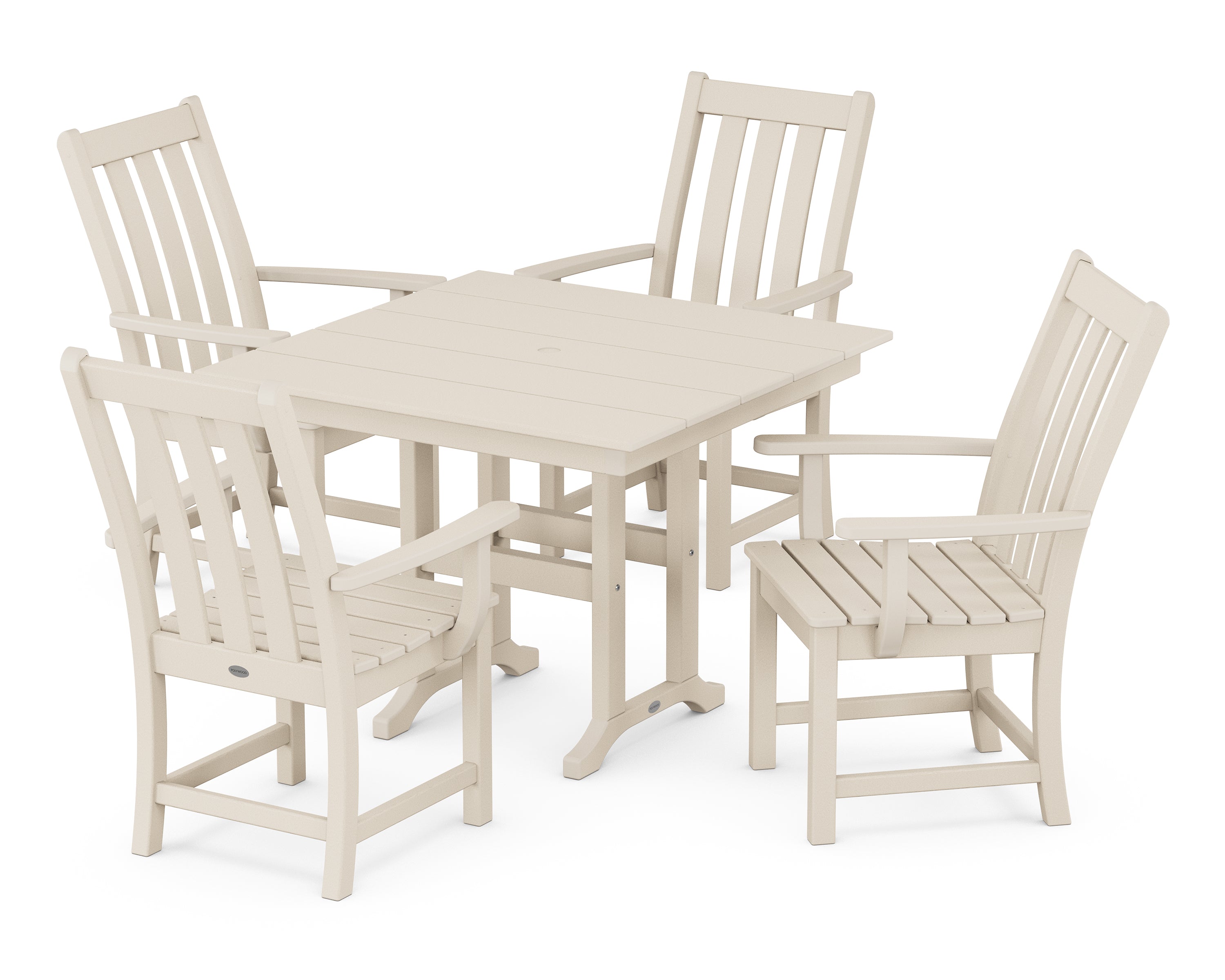 POLYWOOD® Vineyard 5-Piece Farmhouse Dining Set in Sand