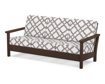 POLYWOOD® Harbour Deep Seating Sofa in Mahogany / Trellis Grey Mist