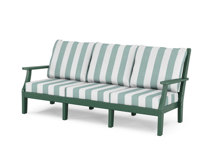 Country Living Wovendale Deep Seating Sofa in Green / Cabana Stripe Glacier Spa