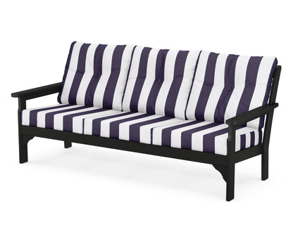POLYWOOD® Vineyard Deep Seating Sofa in Black / Cabana Stripe Navy