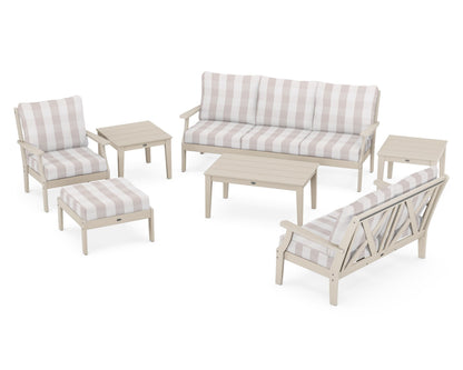 POLYWOOD® Braxton 7-Piece Deep Seating Set in Sand / Buffalo Plaid Dune Burlap