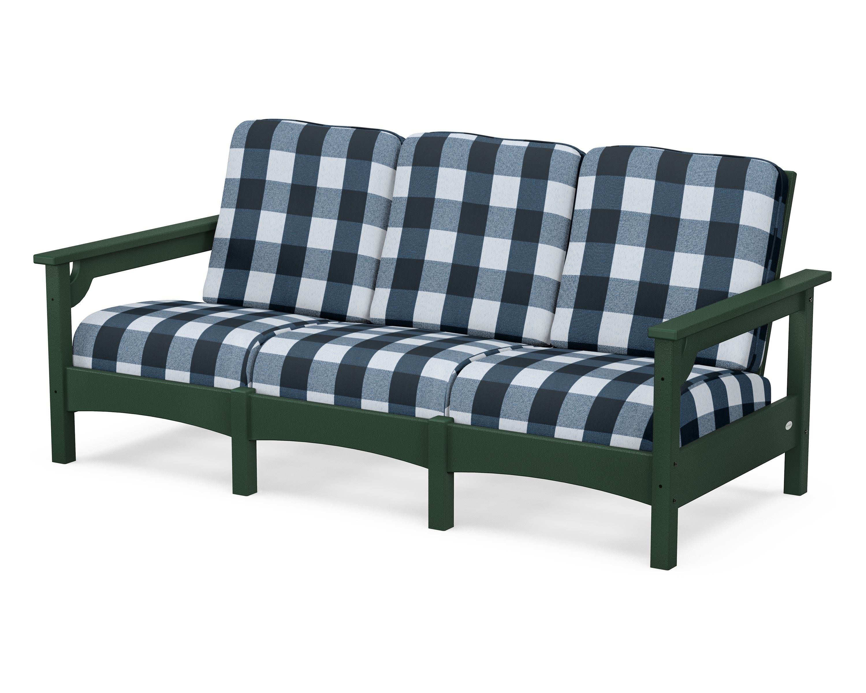 POLYWOOD® Club Sofa in Green / Buffalo Plaid Marine Indigo