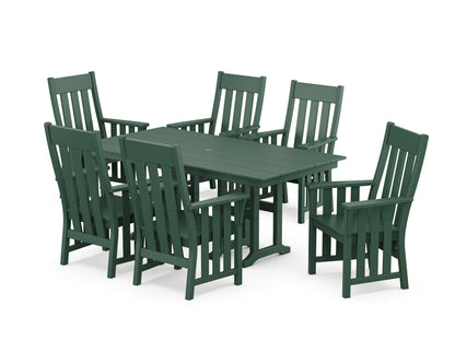 Martha Stewart by POLYWOOD® Acadia Arm Chair 7-Piece Farmhouse Dining Set in Green