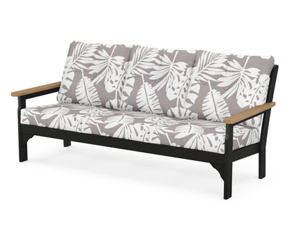 POLYWOOD® Vineyard Deep Seating Sofa in Black / Natural / Leaf Grey Mist